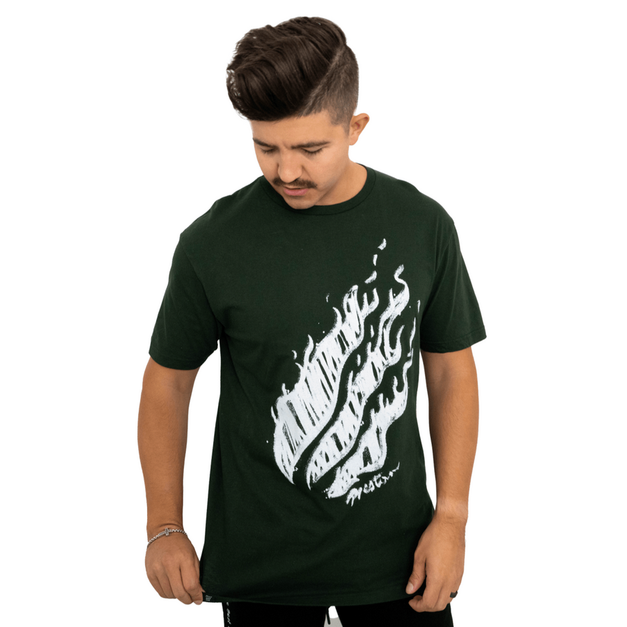 Green Chalk Flame Tee - Fire Merch