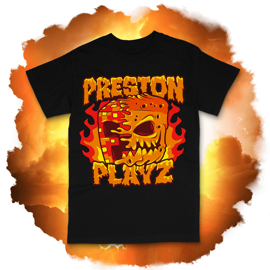 Preston Playz Pixel Tee - Fire Merch