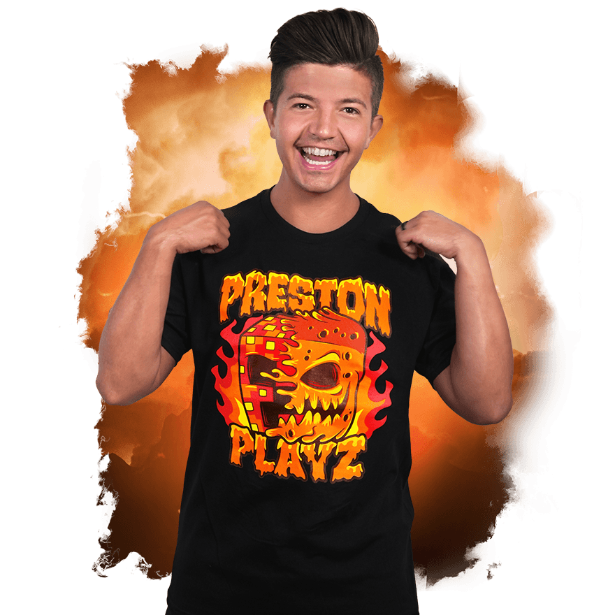 Preston Playz Pixel Tee - Fire Merch